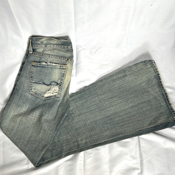 7 for All Mankind distressed flare jeans - Picture 1 of 7